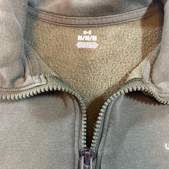 Women’s Under Armour Olive Green Half-Zip Cropped Sweatshirt Size M - Picture 5 of 7